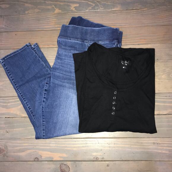 Isabel Maternity Jeans skinny Jeggings size 18 and Black top size XXL - Picture 1 of 10